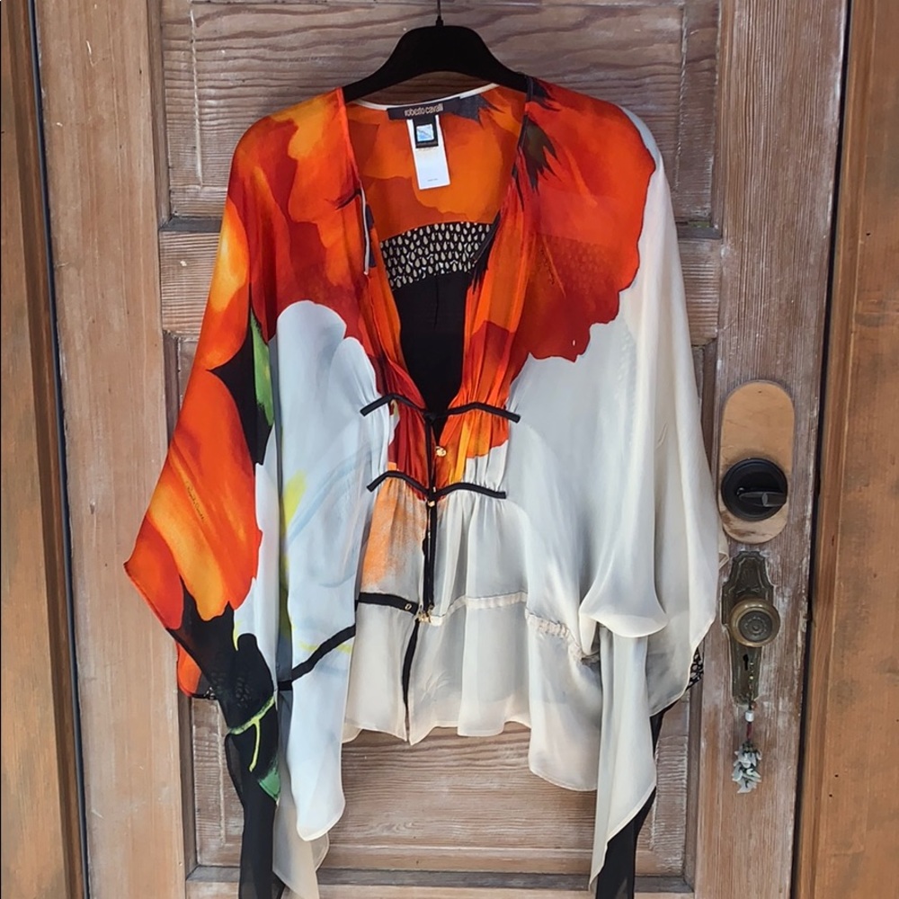 Roberto Cavalli silk caftan top